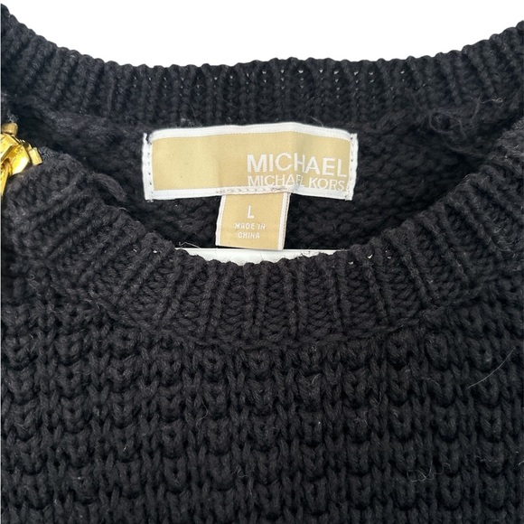 Michael Kors Navy Blue Knit Gold Zip Detail Long Sleeve Sweater Women's - Picture 5 of 5